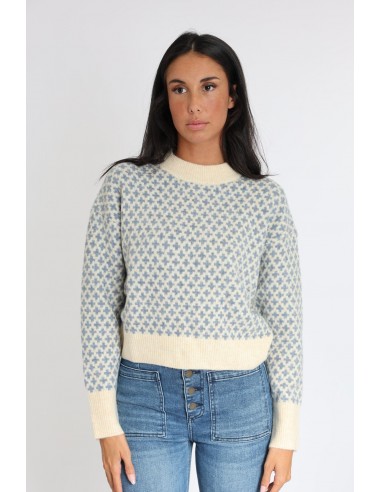 PULL JACQUARD ALICE BEIGE/BLEU meilleur choix