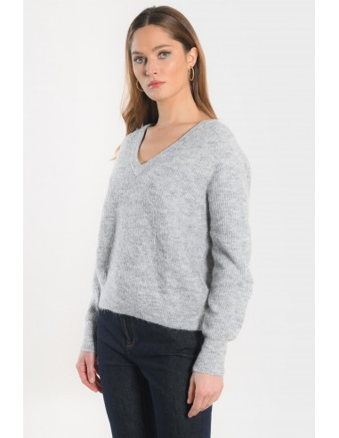 PULL COL V - DANNA - GRIS CHINE pas cher 