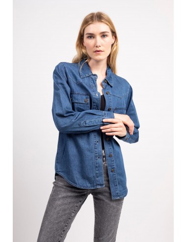 Chemise denim détail bouton - Ninon en linge