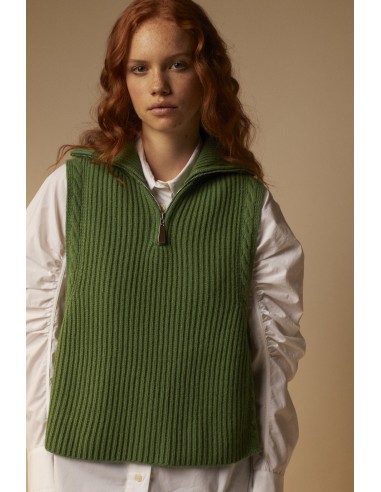 Sleeveless ribbed sweater with zip collar vous aussi creer 