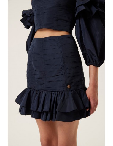 Short ruffled taffeta skirt pas cher