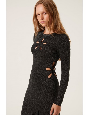 Long knit dress with openings and gold buttons livraison et retour toujours gratuits