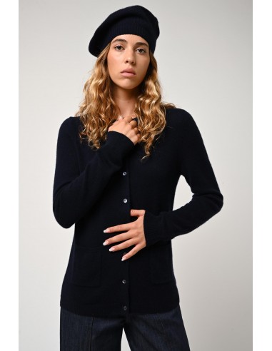 CARON cardigan col rond navy 100% cachemire plus qu'un jeu 