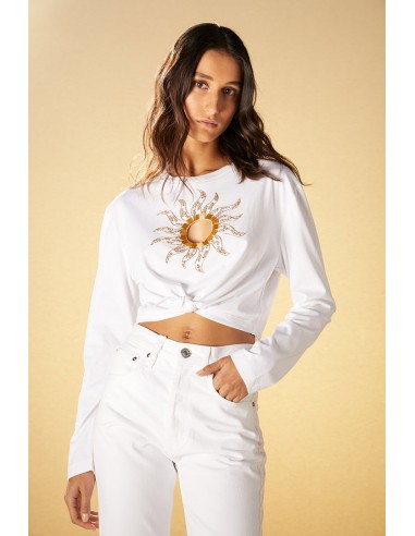 Embroidered sun top pas cher 